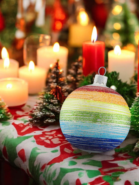 Rainbow Blown Glass Ornament - Handcrafted