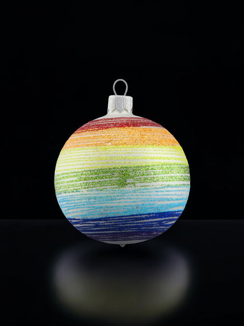 Rainbow Blown Glass Ornament - Handcrafted