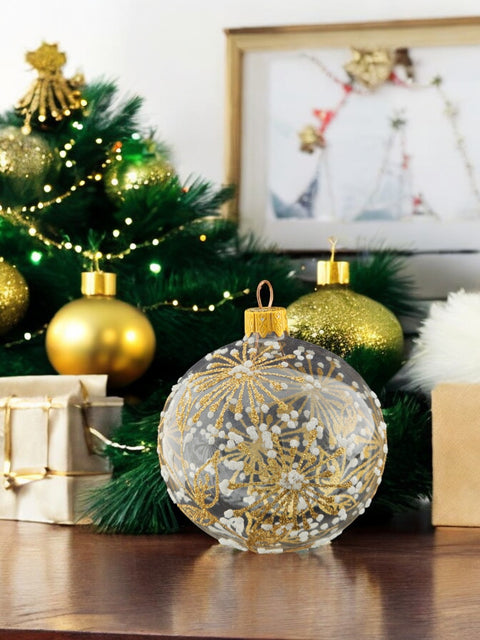 Clear Blown Glass Ornament - Handcrafted - Dandelion Design