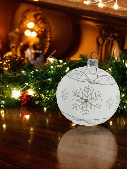 Clear Blown Glass Ornament - Large Snowflake - Frosted Ornament - Hand Made In Ukraine - Hand Painted - Keepsake Ornament - Natural Glass