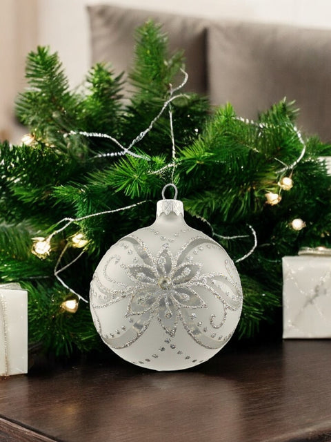 Frosted Blown Glass Ornament - Handcrafted - Modern Design