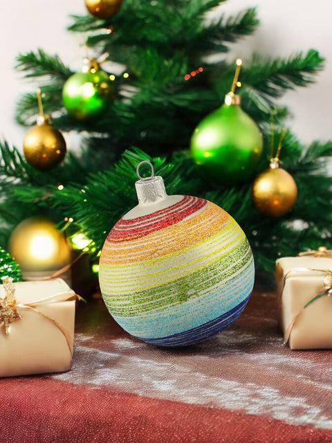 Rainbow Blown Glass Ornament - Handcrafted