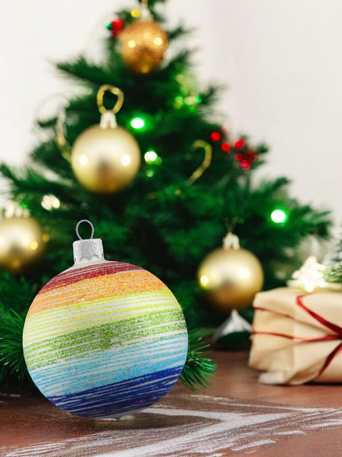 Rainbow Blown Glass Ornament - Handcrafted