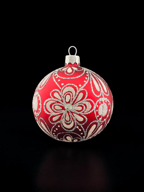 Red Blown Glass Ornament - My First Flower - Red Ornament - Hand Made In Ukraine - Hand Painted - Keepsake Ornament - Natural Glass