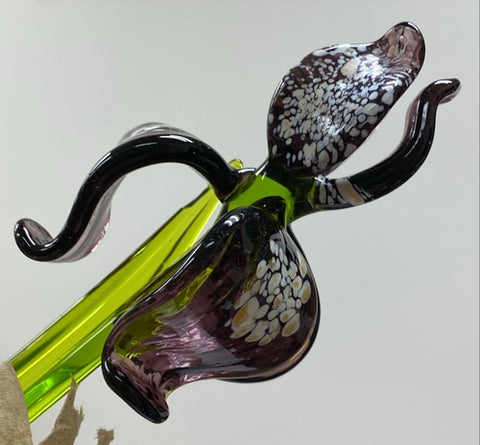 Purple Glass Iris, Handcrafted Glass Flower, Hand Made In Ukraine Using Murano Quality Glass, Great Gift For Flower Lovers, 12 Inch Iris
