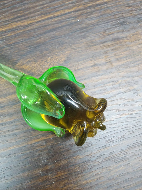 Amber Glass Rose - Handcrafted Medium Stem Flower