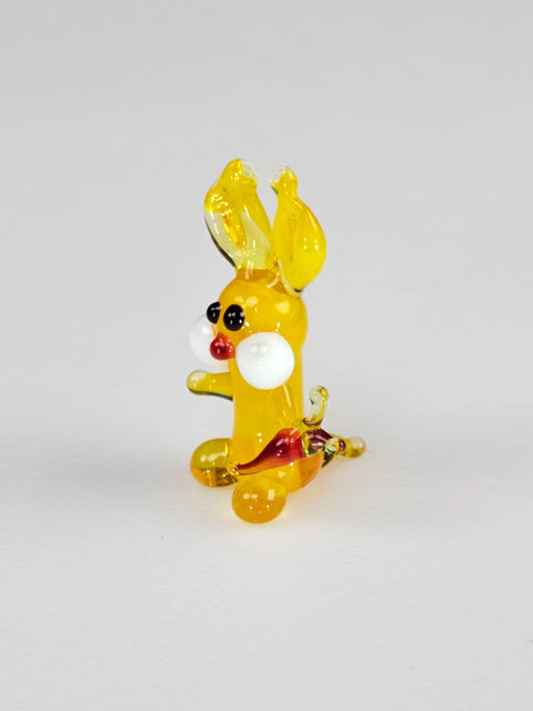 Yellow Glass Rabbit With Carrot Figurine Figurine, Handmade Murano Quality Design - Small