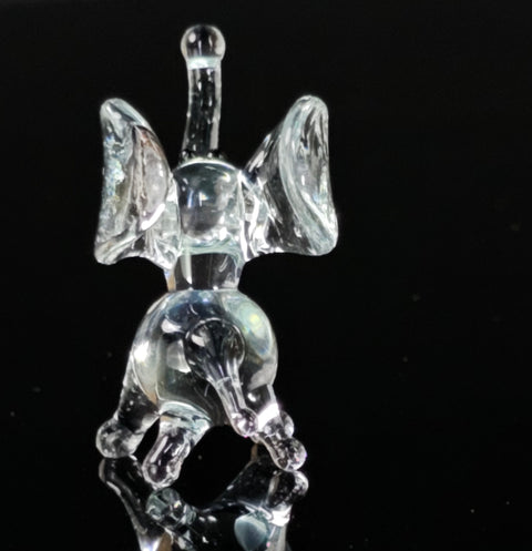 Clear Glass Elephant Figurine, Handmade Murano Quality Design - Small