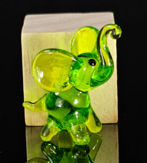 Green Glass Elephant Figurine, Handmade Murano Quality Design - Small