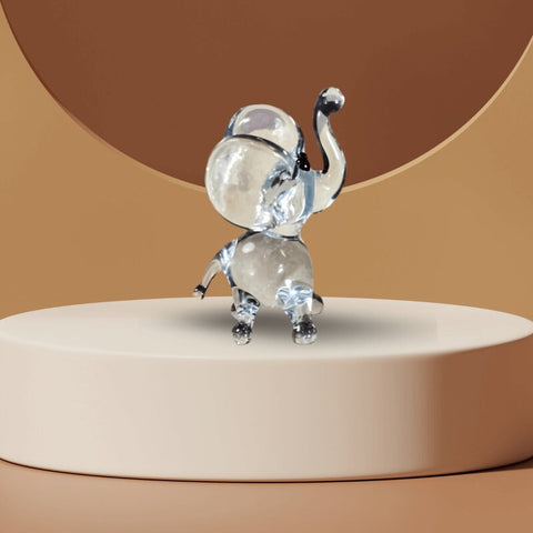 Clear Glass Elephant Figurine, Handmade Murano Quality Design - Small