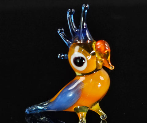 Orange Glass Cockatoo Figurine, Handmade Murano Quality Design - Small