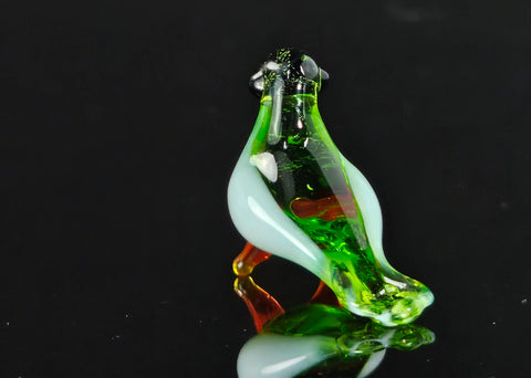 Green Glass Bird Figurine, Handmade Murano Quality Design - Small