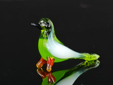 Green Glass Bird Figurine, Handmade Murano Quality Design - Small