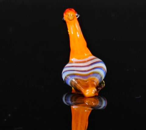 Orange Glass Peacock Figurine, Handmade Murano Quality Design - Small