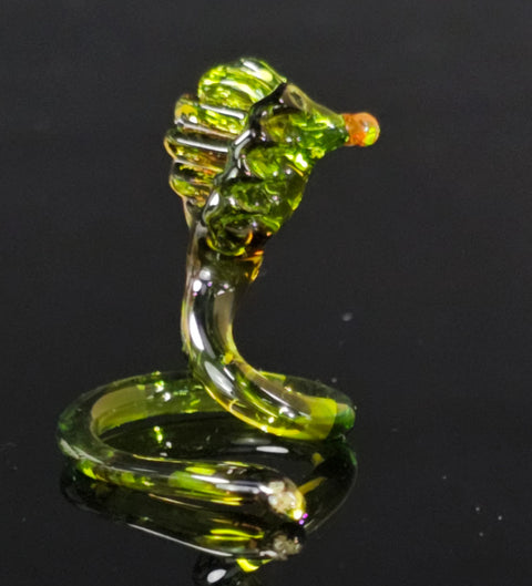 Green Glass Cobra Figurine, Handmade Murano Quality Design - Small