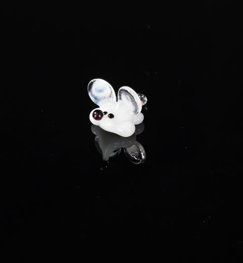 White Glass Mouse Figurine, Handmade Murano Quality Design - Small