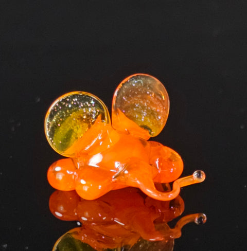 Orange Glass Mouse Figurine, Handmade Murano Quality Design - Small