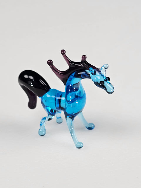 Blue Glass Horse Figurine, Handmade Murano Quality Design - Small