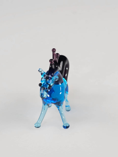 Blue Glass Horse Figurine, Handmade Murano Quality Design - Small