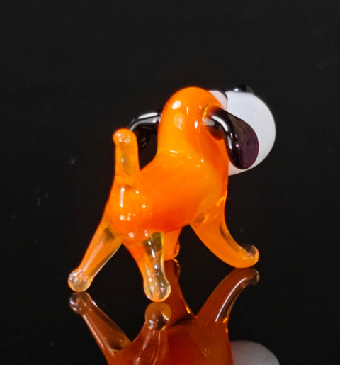 Orange Glass Dog Figurine, Handmade Murano Quality Design - Small