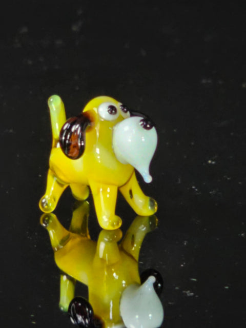 Yellow Glass Dog Figurine, Handmade Murano Quality Design - Small