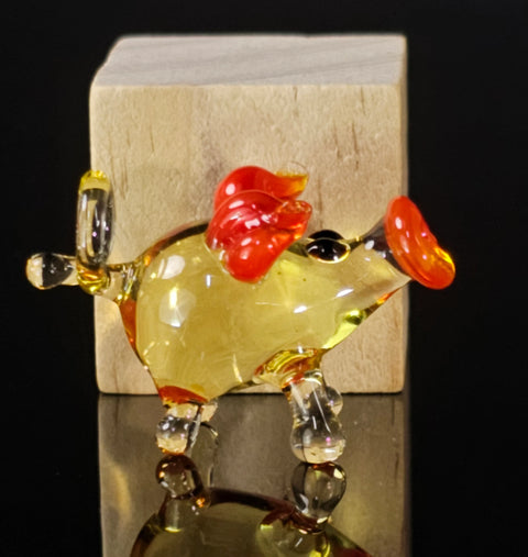 Pig Figurine, Mini Glass Murano Quality Lampworking Glass Figurine, Hand Made In Ukraine, A Great Addition To Your Collection