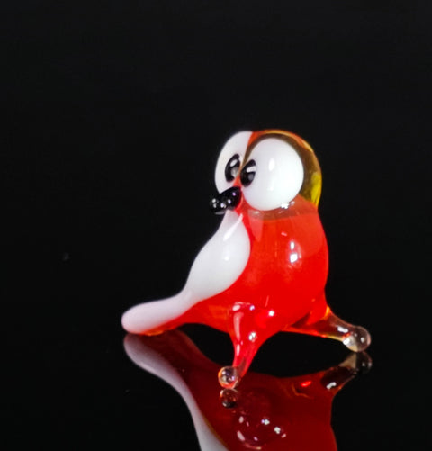 Red Glass Owl Figurine, Handmade Murano Quality Design - Small