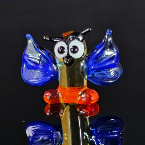 Blue Glass Owl Figurine, Handmade Murano Quality Design - Small