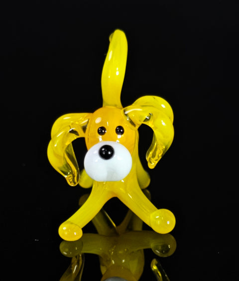 Yellow Glass Dog  Figurine, Handmade Murano Quality Design - Small