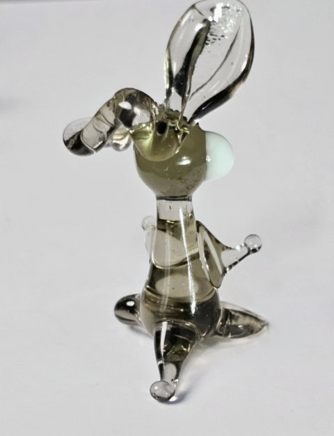 Clear Glass Rabbit Figurine, Handmade Murano Quality Design - Small