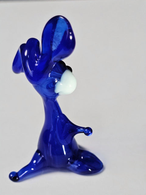 Blue Glass Rabbit Figurine, Handmade Murano Quality Design - Small