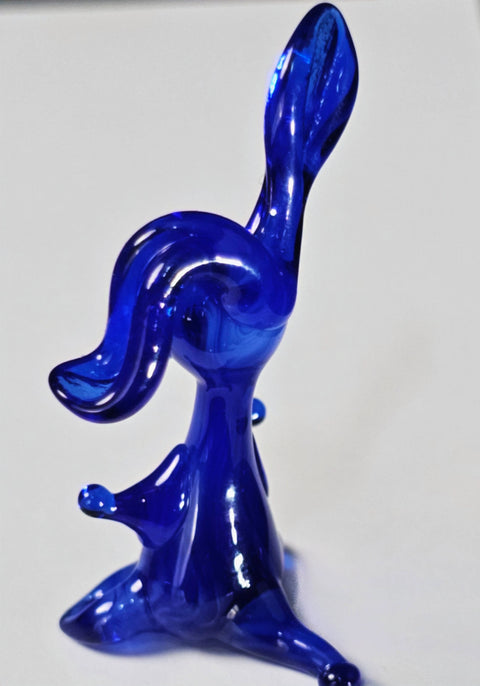 Blue Glass Rabbit Figurine, Handmade Murano Quality Design - Small