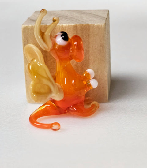 Orange/Ivory Glass Dragon Figurine, Handmade Murano Quality Design - Small