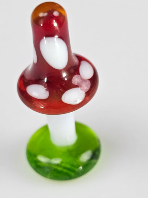 Red Glass Cap Mushroom Figurine, Handmade Murano Quality Design - Small