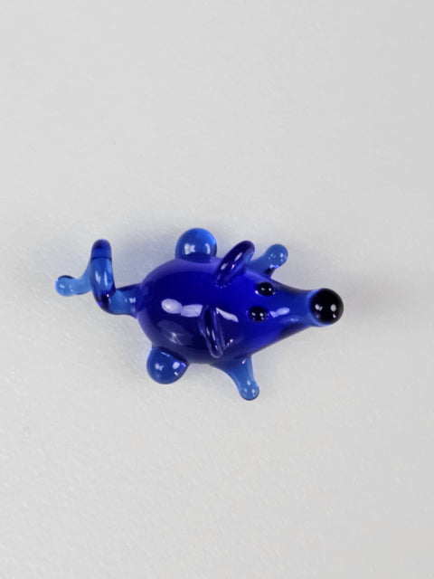 Blue Glass Mouse Figurine, Handmade Murano Quality Design - Small