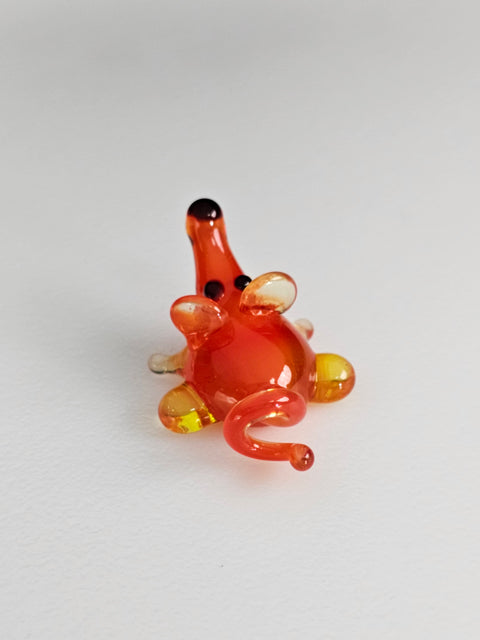 Red Glass Mouse Figurine, Handmade Murano Quality Design - Small