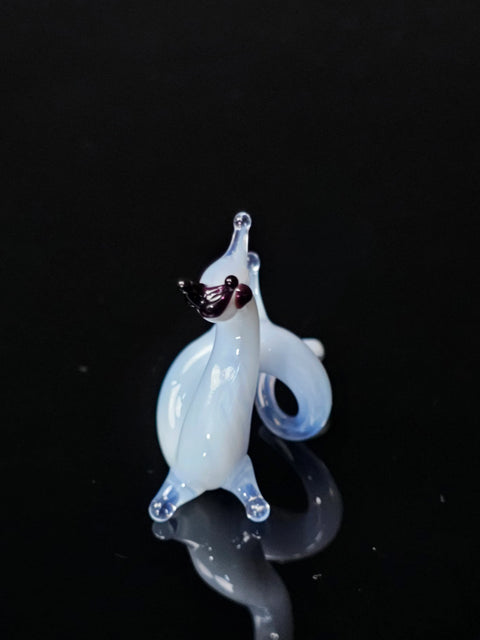 White Glass Chinese Dragon Figurine, Handmade Murano Quality Design - Small