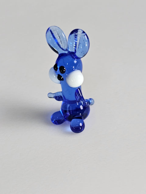 Blue Glass Rabbit Figurine, Handmade Murano Quality Design - Small