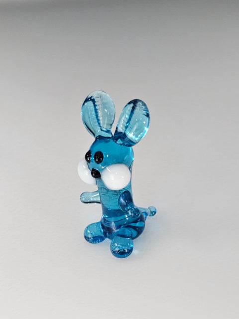 Light Blue Glass Rabbit Figurine, Handmade Murano Quality Design - Small