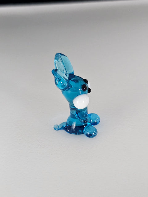 Light Blue Glass Rabbit Figurine, Handmade Murano Quality Design - Small