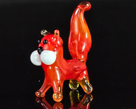 Red Glass Cat Figurine, Handmade Murano Quality Design - Small