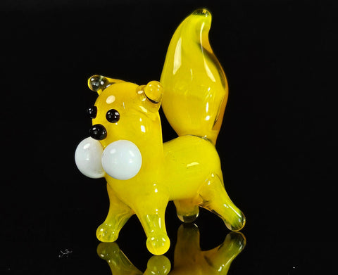 Yellow Glass Cat Figurine, Handmade Murano Quality Design - Small