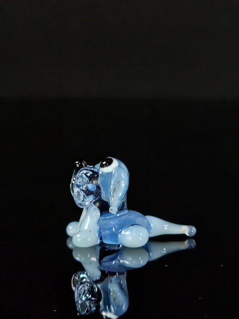 Light Blue Glass Dog Figurine, Handmade Murano Quality Design - Small