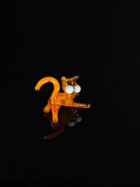 Orange Glass Cat Figurine, Handmade Murano Quality Design - Small