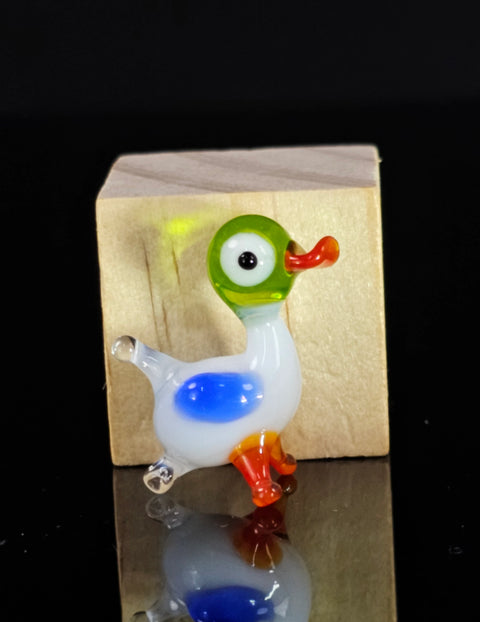 Green Glass Duck Figurine, Handmade Murano Quality Design - Small