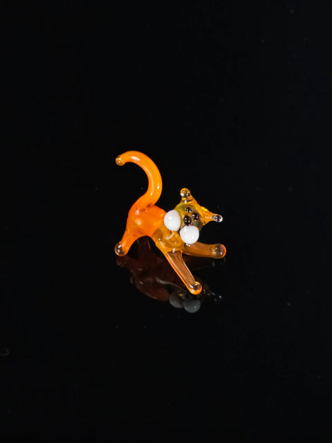 Orange Glass Cat Figurine, Handmade Murano Quality Design - Small