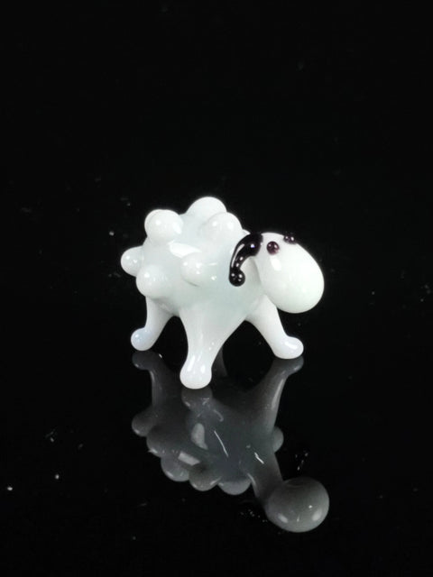 White Glass Sheep Figurine, Handmade Murano Quality Design - Small