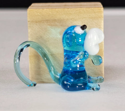 Light Blue Glass Monkey Figurine, Handmade Murano Quality Design - Small