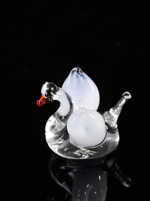 Clear Glass Swan Figurine, Handmade Murano Quality Design - Small