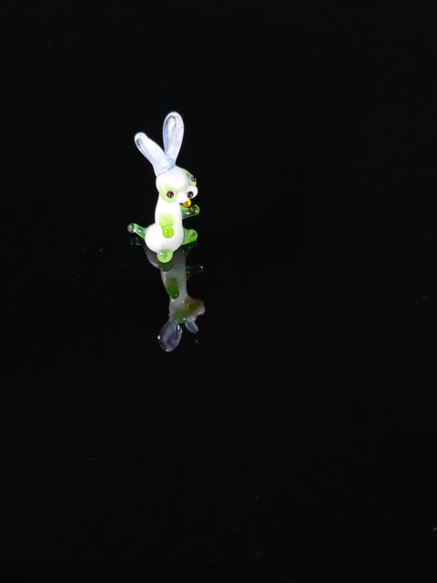 Green Glass Rabbit Figurine, Handmade Murano Quality Design - Small